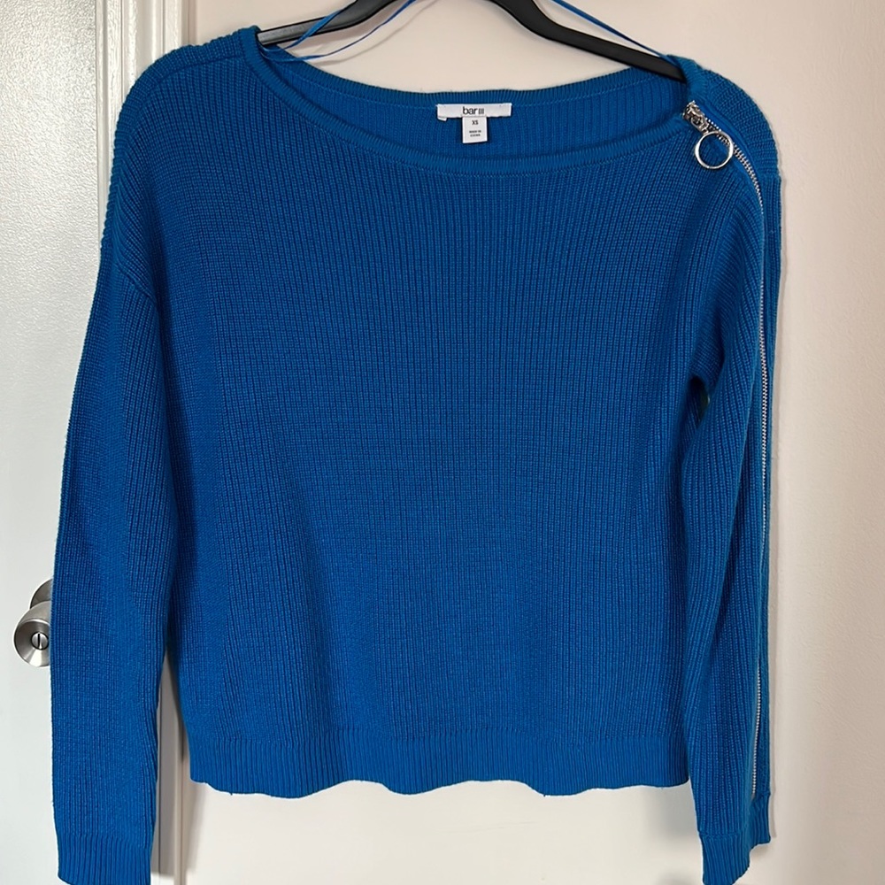 Bar lll Women’s Zipper Sleeve Pullover Sweater | Adult XS | Beacon Blue